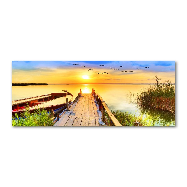 Foto auf Acryl Boot und Pier