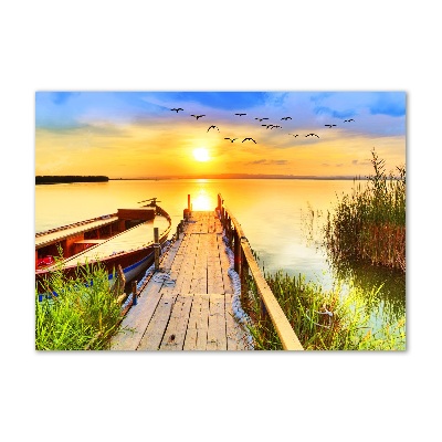 Foto auf Acryl Boot und Pier