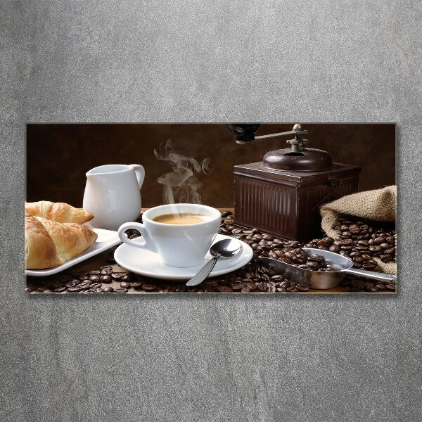 Acrylbild Fotodruck Croissants und Kaffee