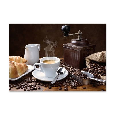 Acrylbild Fotodruck Croissants und Kaffee