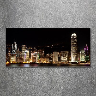 Acrylglas-Druck Hongkong bei Nacht