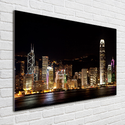 Acrylglas-Druck Hongkong bei Nacht