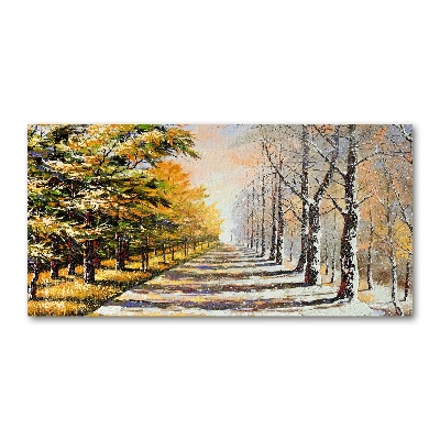 Bild auf Acrylglas Herbst vs. Winter