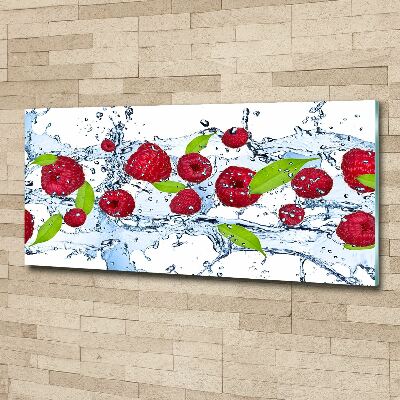 Bild auf Acrylglas Himbeeren und Wasser