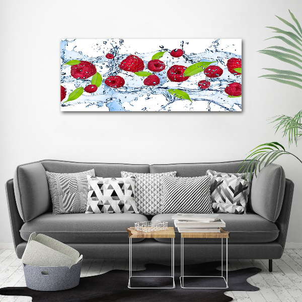 Bild auf Acrylglas Himbeeren und Wasser