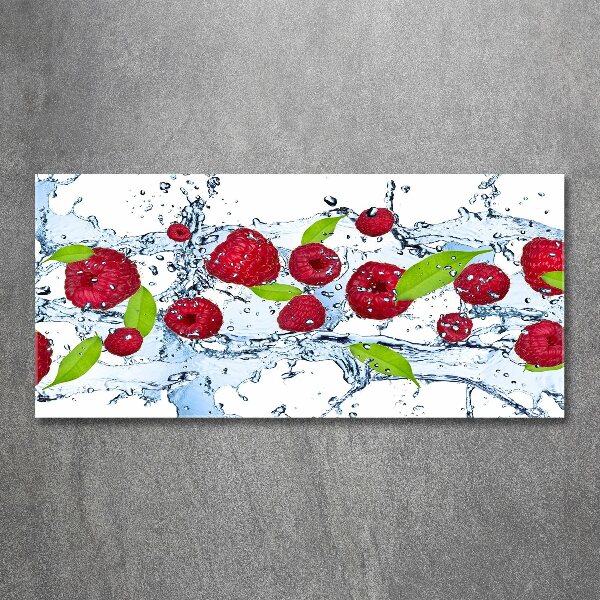 Bild auf Acrylglas Himbeeren und Wasser