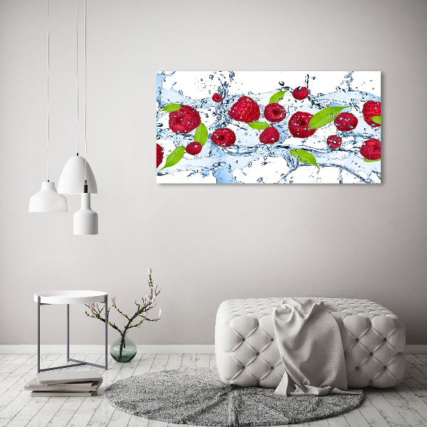 Bild auf Acrylglas Himbeeren und Wasser