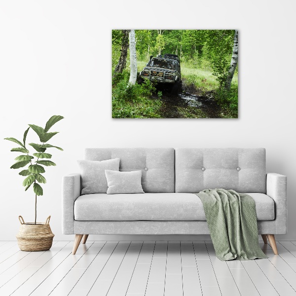 Bild auf Acrylglas Jeep im Wald