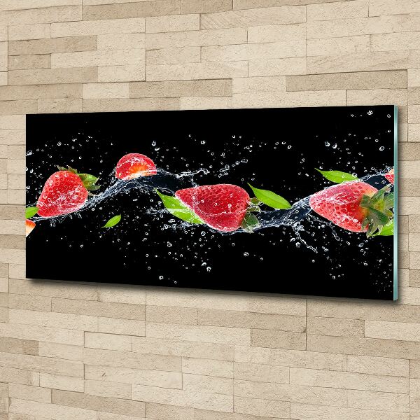 Bild auf Acrylglas Erdbeeren und Wasser