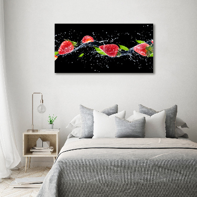 Bild auf Acrylglas Erdbeeren und Wasser