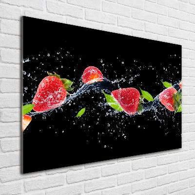 Bild auf Acrylglas Erdbeeren und Wasser