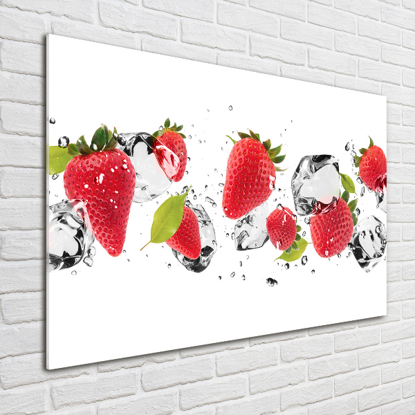 Foto auf Acryl Erdbeeren und Wasser
