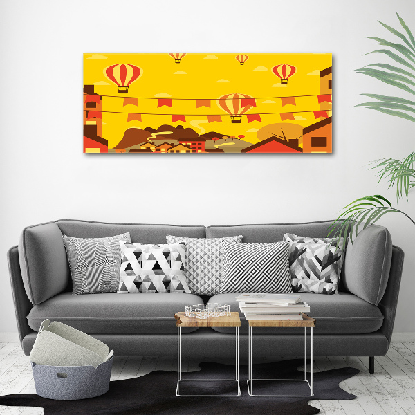 Acrylglas-Druck Ballons über der Stadt