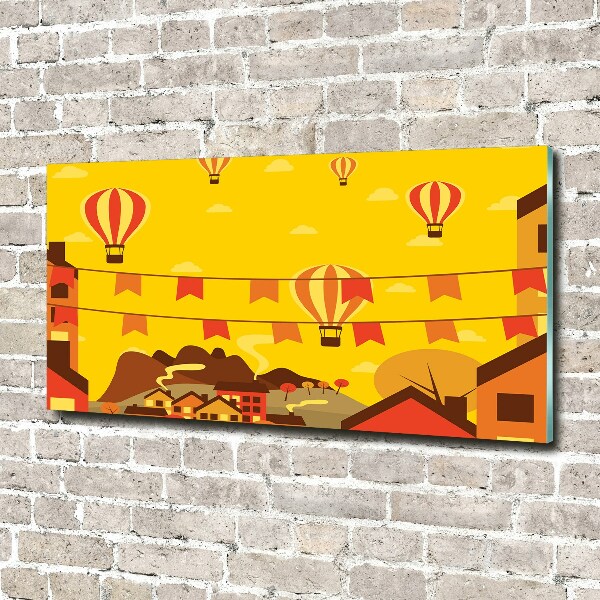 Acrylglas-Druck Ballons über der Stadt