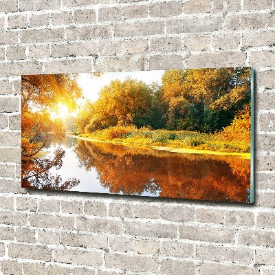 Acrylbild Fotodruck Fluss im Herbst
