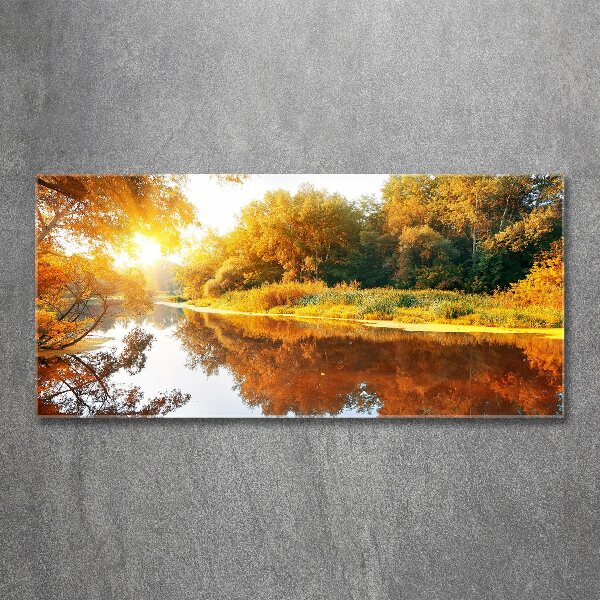 Acrylbild Fotodruck Fluss im Herbst