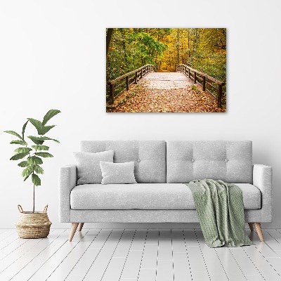 Acrylglas-Druck Brücke im Herbstwald