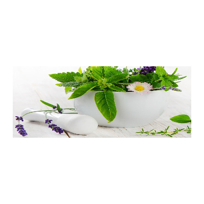 Foto auf Acryl Mörser und Kräuter