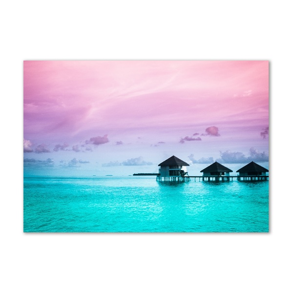 Foto auf Acryl Bungalows über dem Wasser