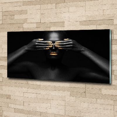 Acrylglas-Druck Frau in Schwarz