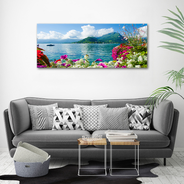 Bild auf Acrylglas Blumen am See
