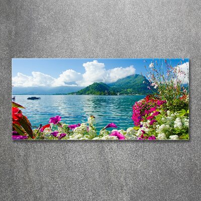 Bild auf Acrylglas Blumen am See