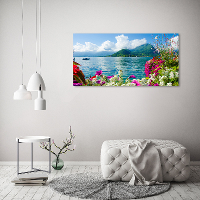 Bild auf Acrylglas Blumen am See