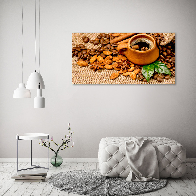 Acrylbild Fotodruck Kaffeebohnen und eine Tasse