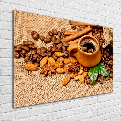 Acrylbild Fotodruck Kaffeebohnen und eine Tasse