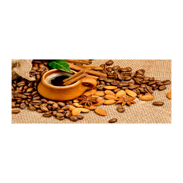 Acrylglas-Druck Kaffeebohnen und eine Tasse