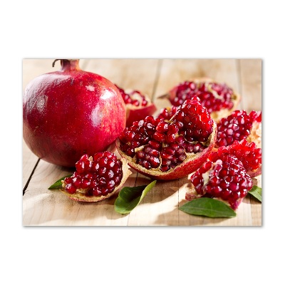 Acrylbild Fotodruck Granatapfel mit Blättern