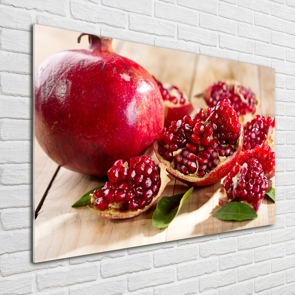 Acrylbild Fotodruck Granatapfel mit Blättern