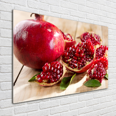 Acrylbild Fotodruck Granatapfel mit Blättern