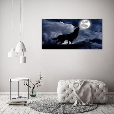 Acrylbild Fotodruck Der heulende Wolf des Vollmonds