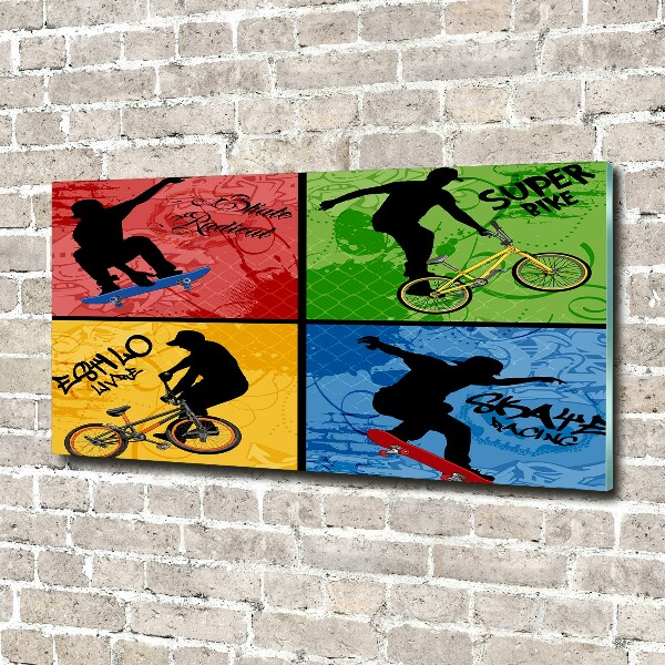 Bild auf Acrylglas Fahrrad und Skateboard