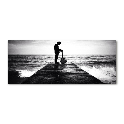 Bild auf Acrylglas Gitarrist auf dem Pier