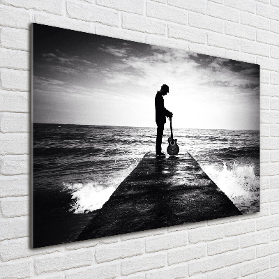 Bild auf Acrylglas Gitarrist auf dem Pier