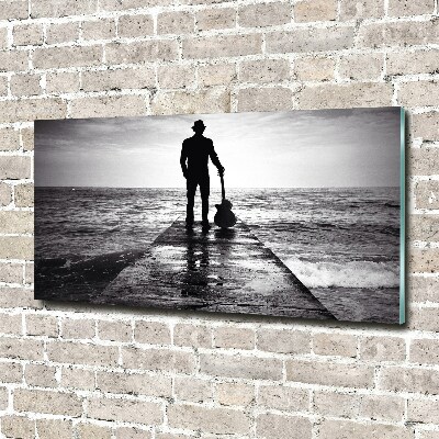 Acrylbild Fotodruck Gitarrist auf dem Pier