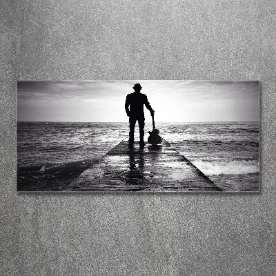 Acrylbild Fotodruck Gitarrist auf dem Pier