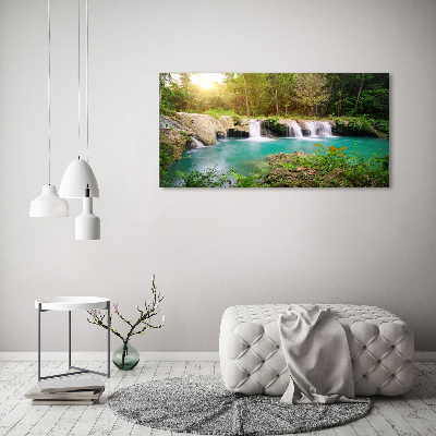Acrylbild Fotodruck Wasserfall im Wald