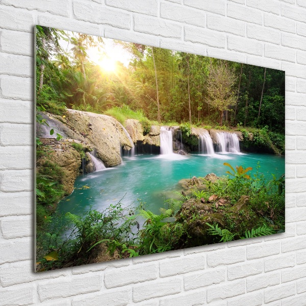 Acrylbild Fotodruck Wasserfall im Wald