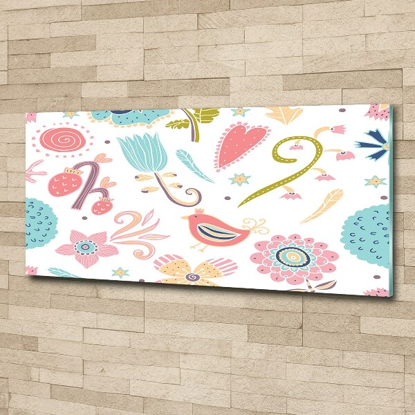 Bild auf Acrylglas Blumen und Vögel