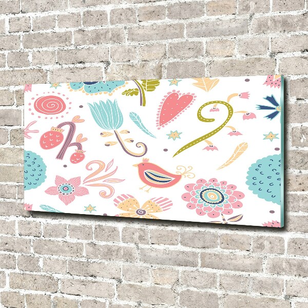 Bild auf Acrylglas Blumen und Vögel