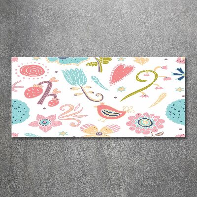 Bild auf Acrylglas Blumen und Vögel