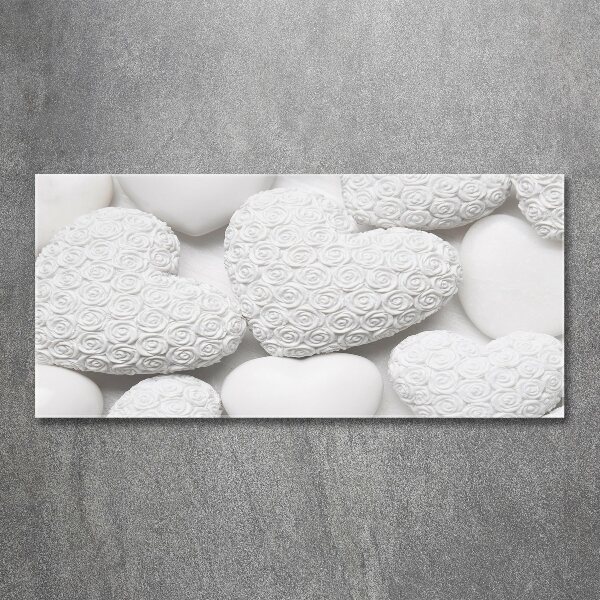 Foto auf Acryl Weißer Herz-Hintergrund