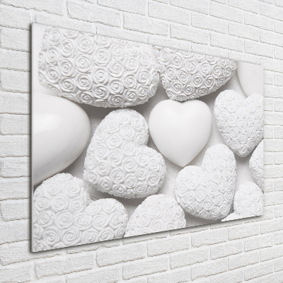 Foto auf Acryl Weißer Herz-Hintergrund