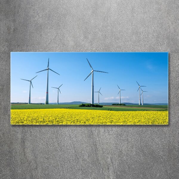 Foto auf Acryl Windmühlen auf dem Feld