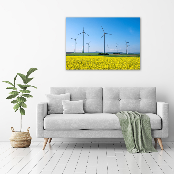 Foto auf Acryl Windmühlen auf dem Feld
