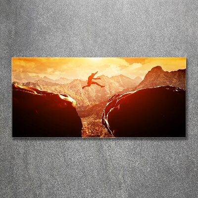 Acrylbild Fotodruck Spring über den Abgrund