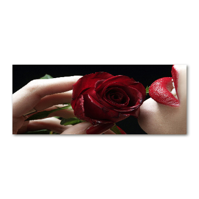 Acrylglas-Druck Frau mit einer Rose